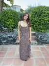 Ganny maxi dress with dots  - Brown/beige