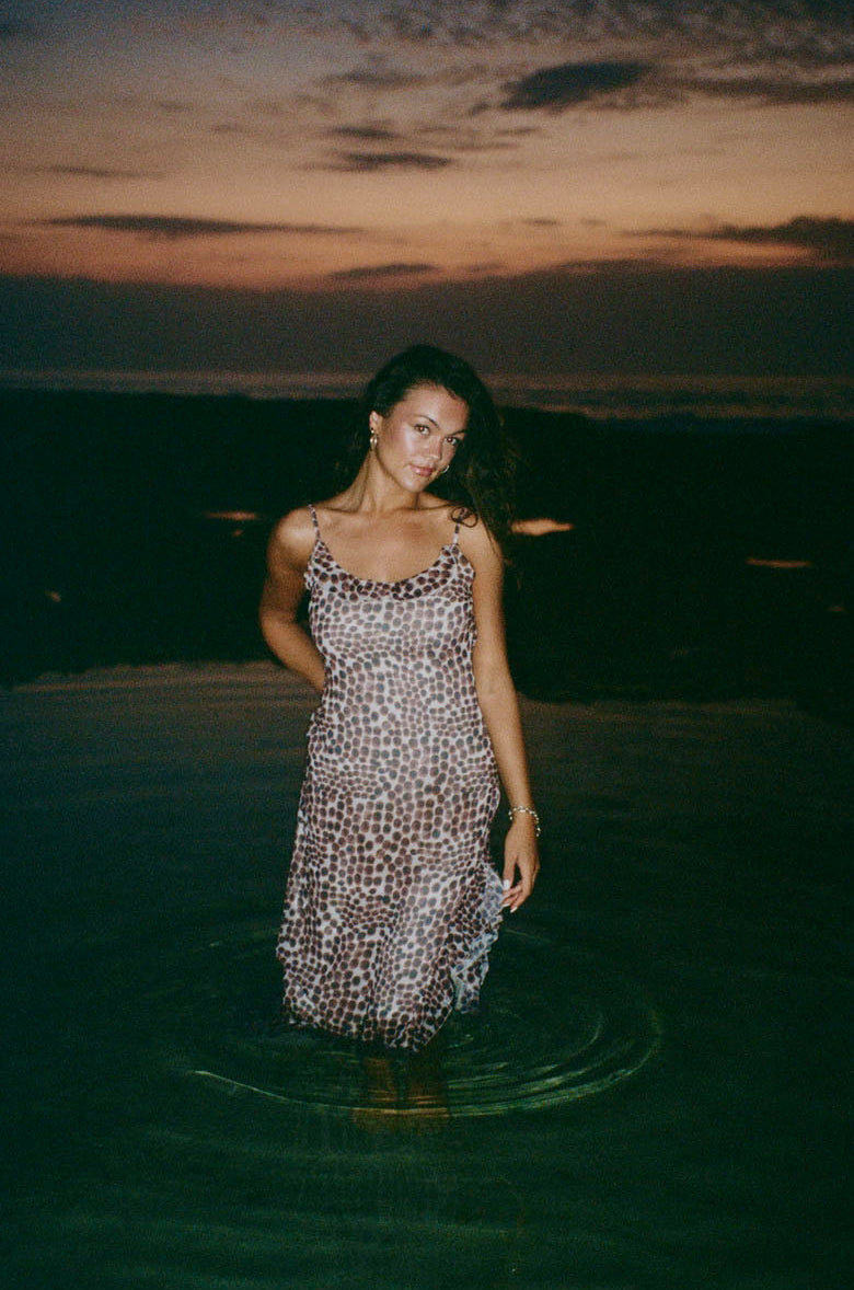 Ganny maxi dress with dots  - Brown/beige