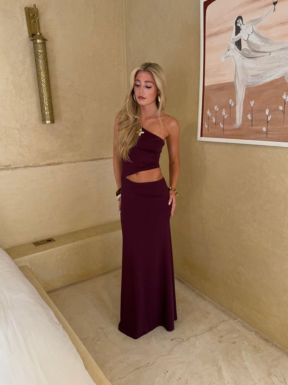 Baili maxi kjole med snit - Lilla