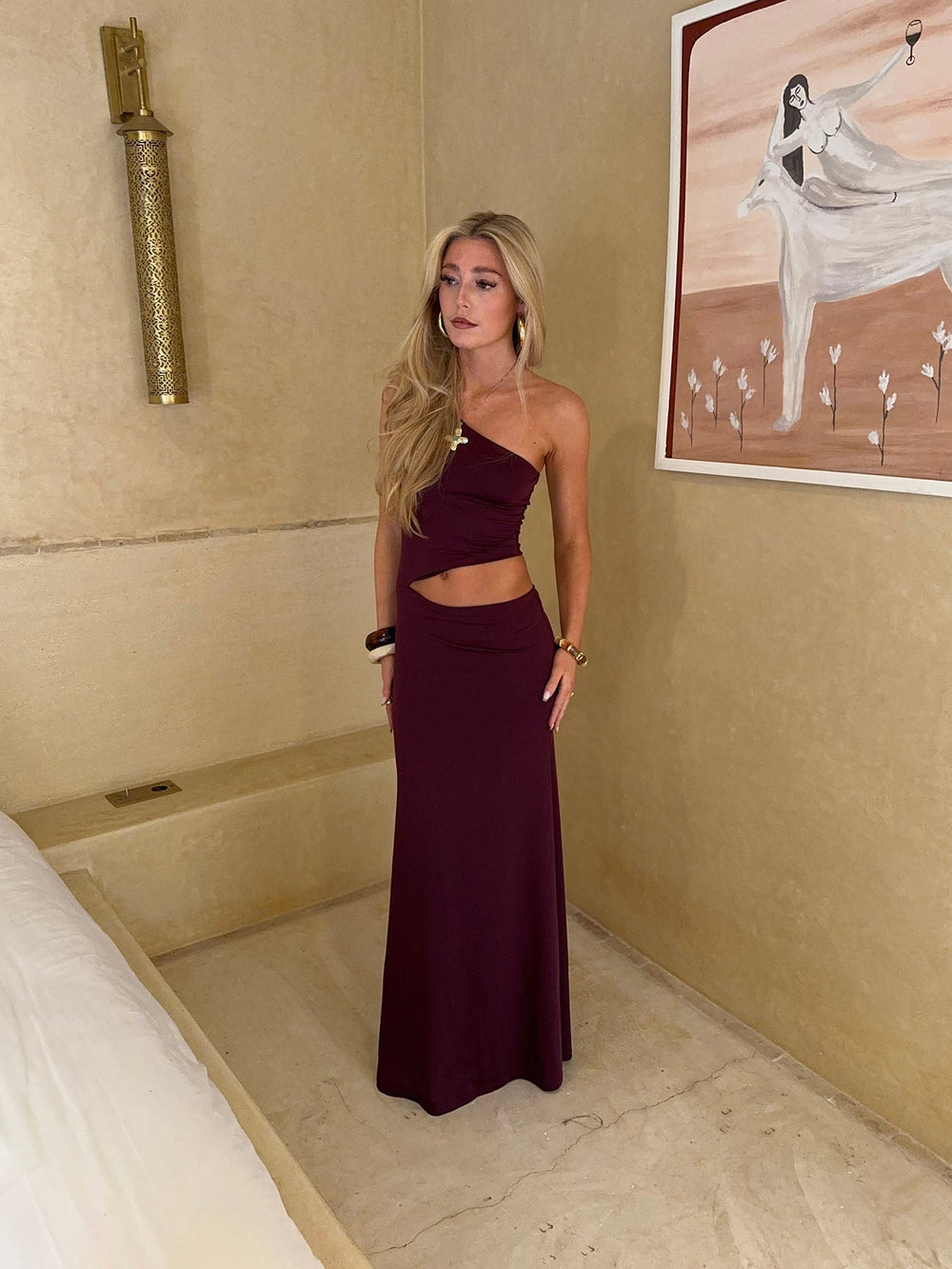 Baili maxi kjole med snit - Lilla