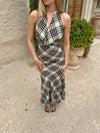 Ealena checkered maxi dress – Green/brown