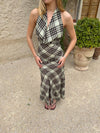 Ealena checkered maxi dress – Green/brown