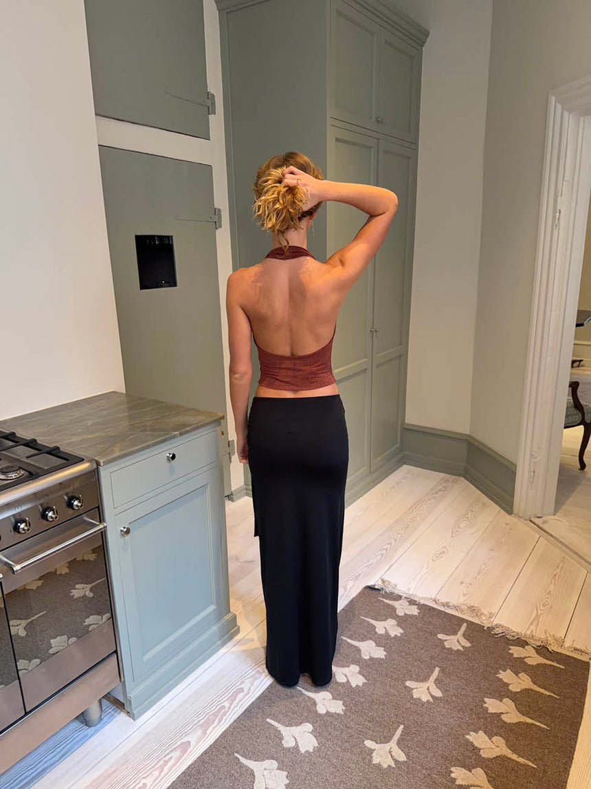 Stella maxi skirt with ties  - Black