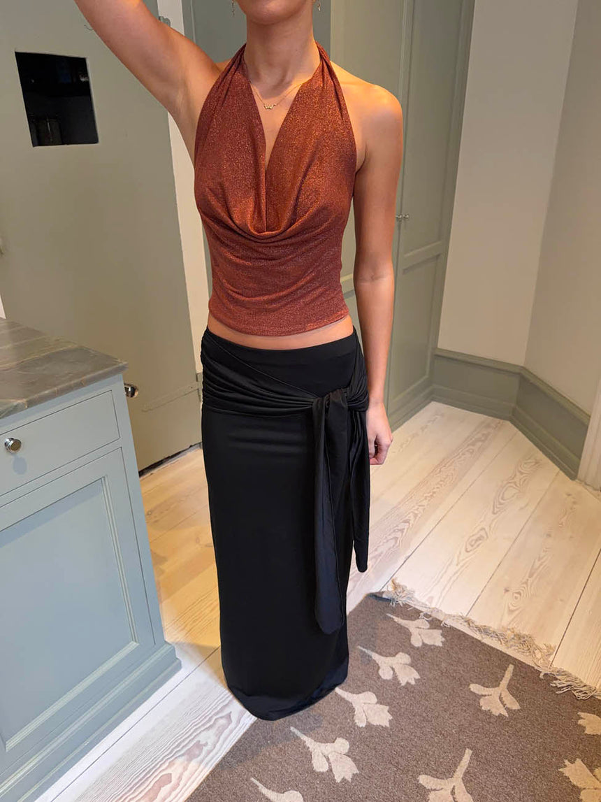 Stella maxi skirt with ties  - Black