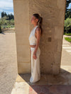 Stella maxi skirt with tie waist - White