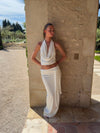 Stella maxi skirt with tie waist - White