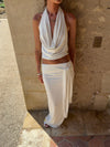 Stella maxi skirt with tie waist - White