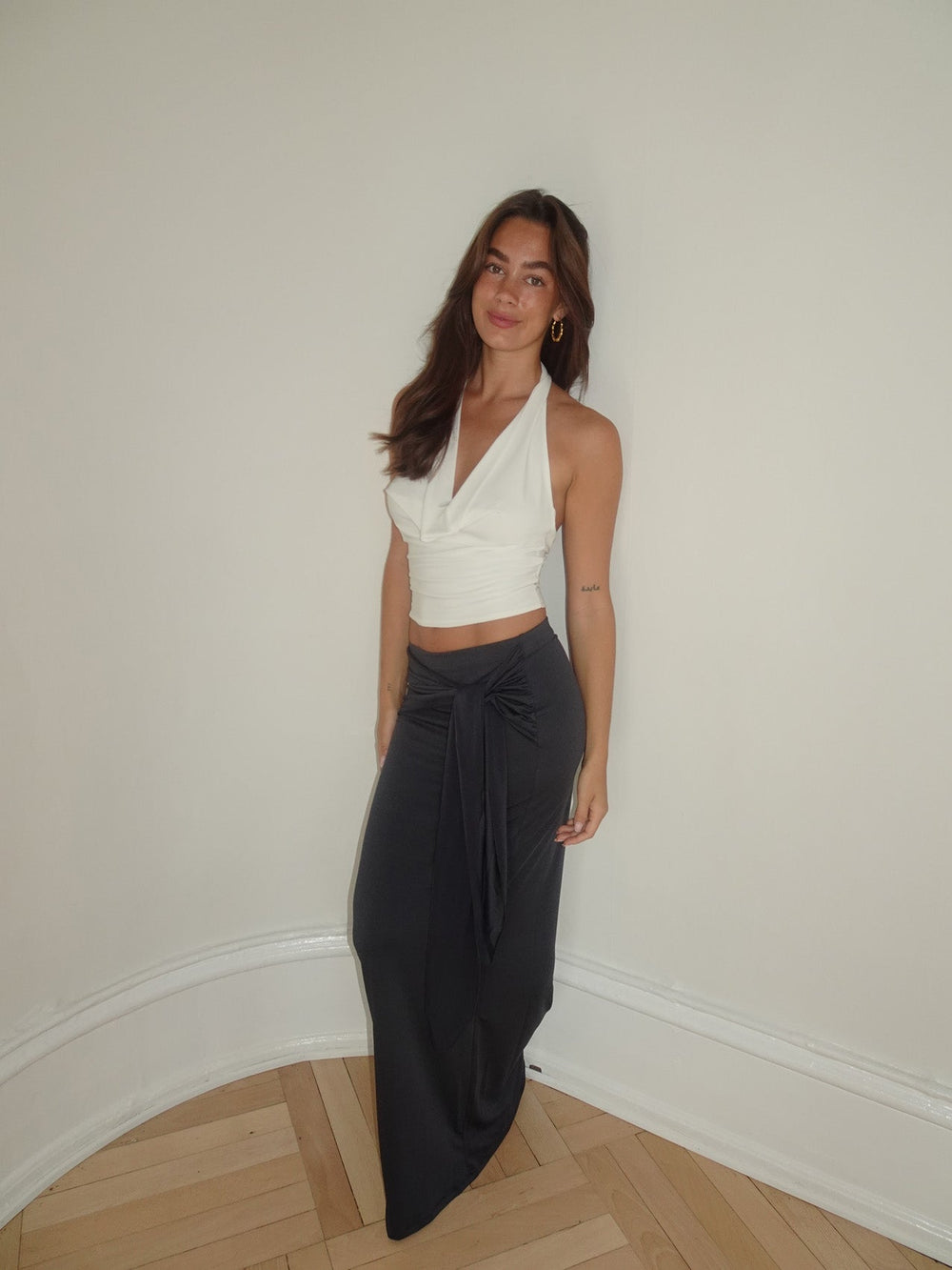 Stella maxi skirt with ties - Dark grey