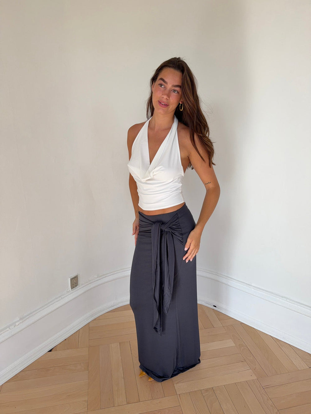 Stella maxi skirt with ties - Dark grey