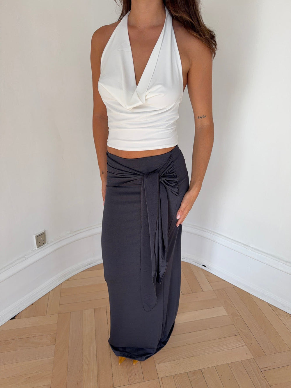 Stella maxi skirt with ties - Dark grey