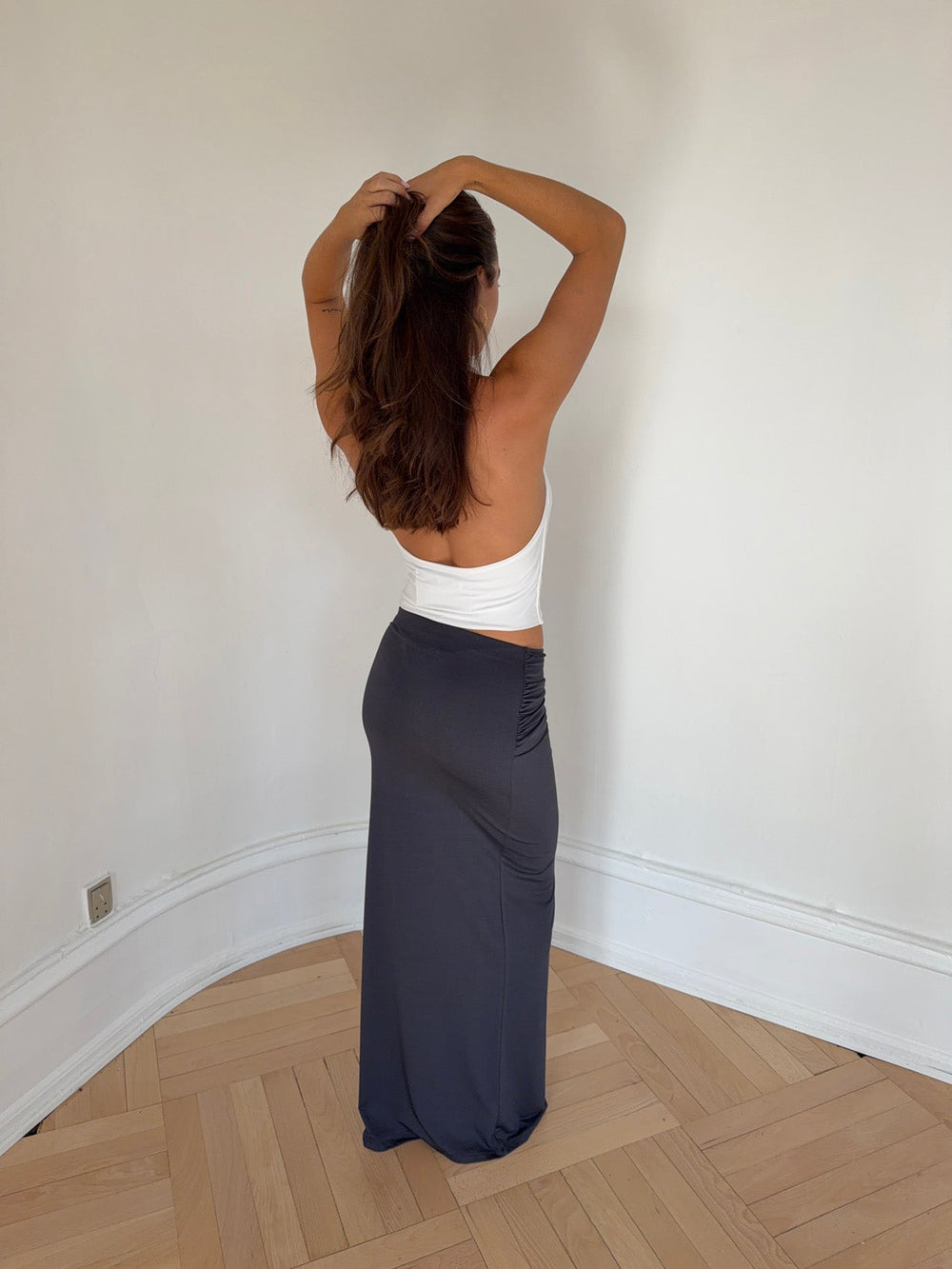 Stella maxi skirt with ties - Dark grey
