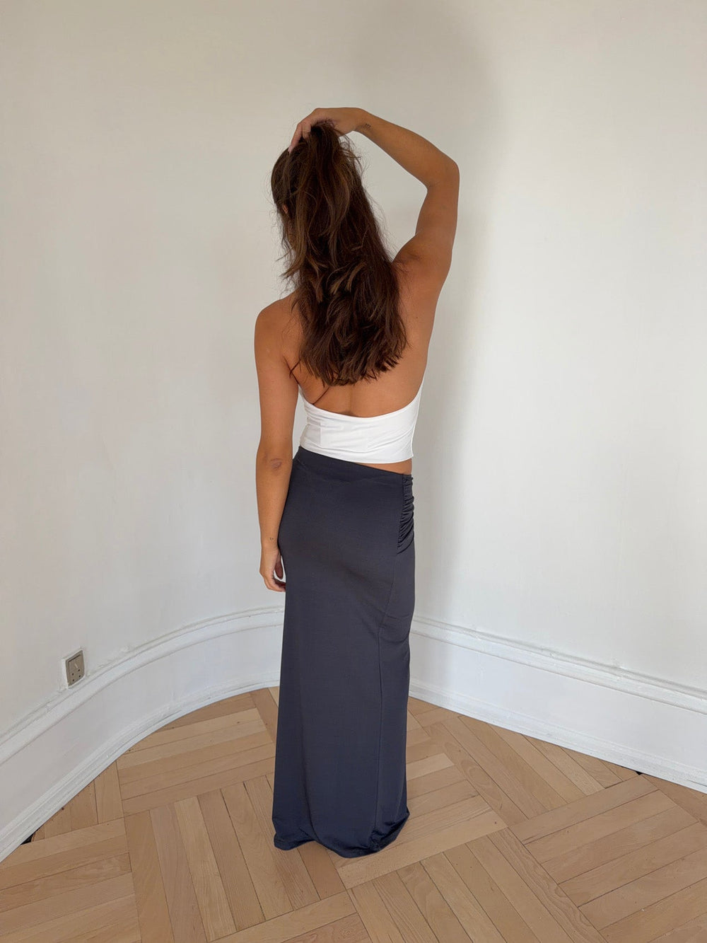 Stella maxi skirt with ties - Dark grey