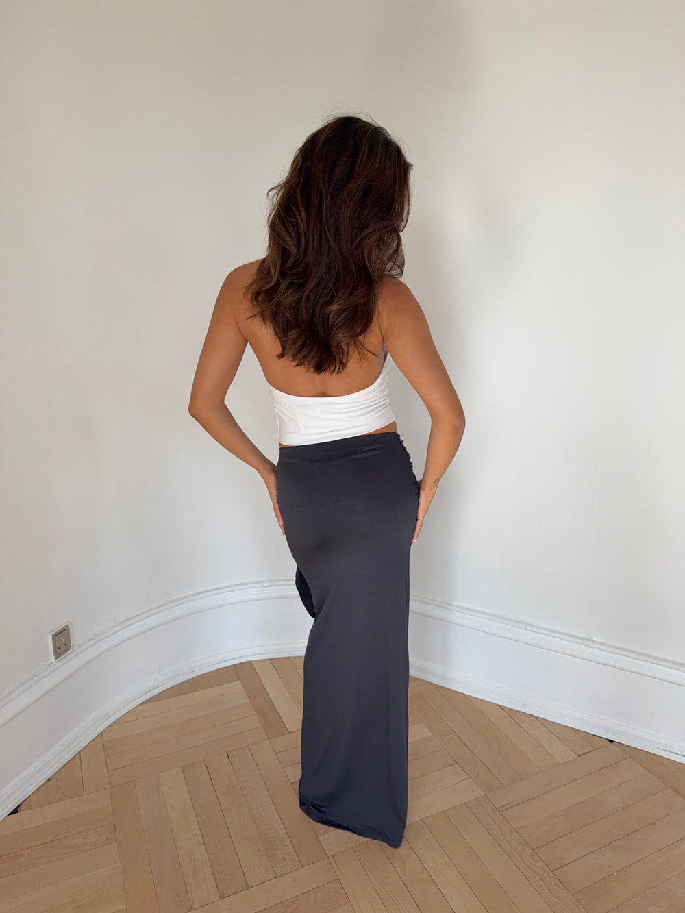 Stella maxi skirt with ties - Dark grey