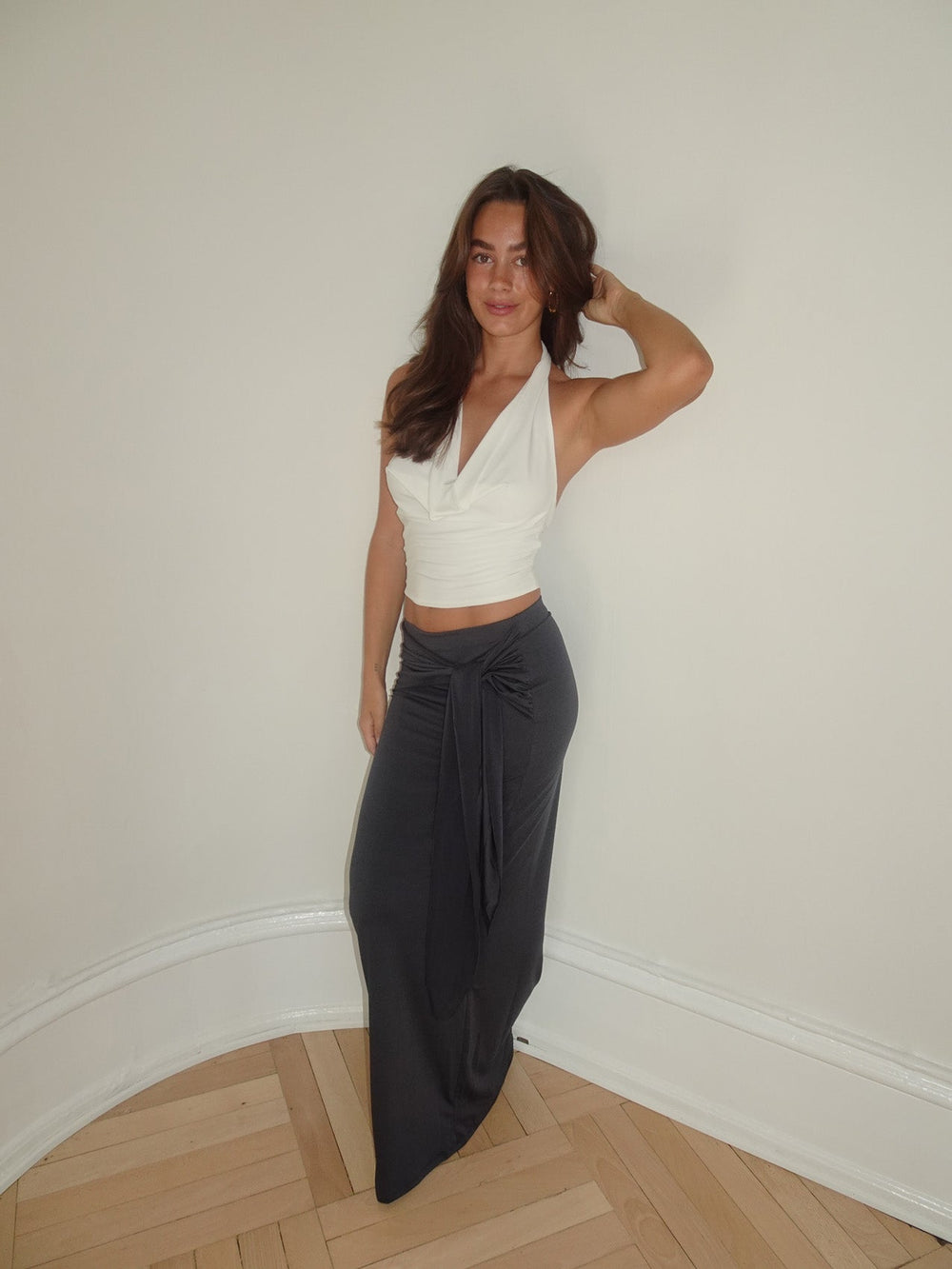 Stella maxi skirt with ties - Dark grey