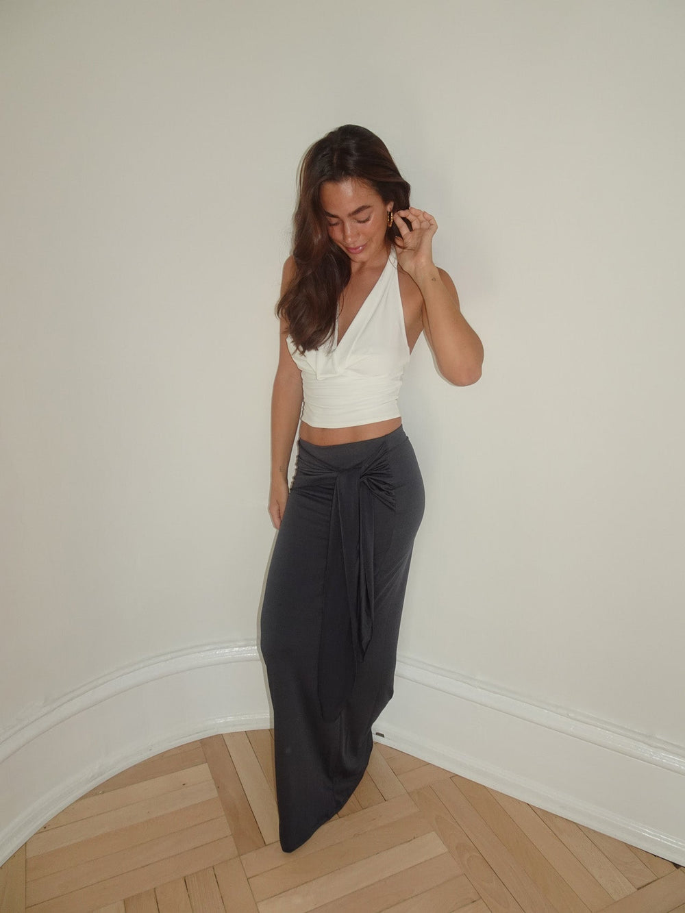 Stella maxi skirt with ties - Dark grey