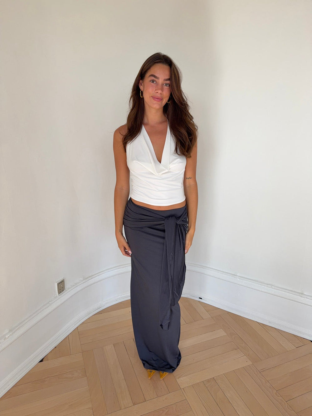 Stella maxi skirt with ties - Dark grey