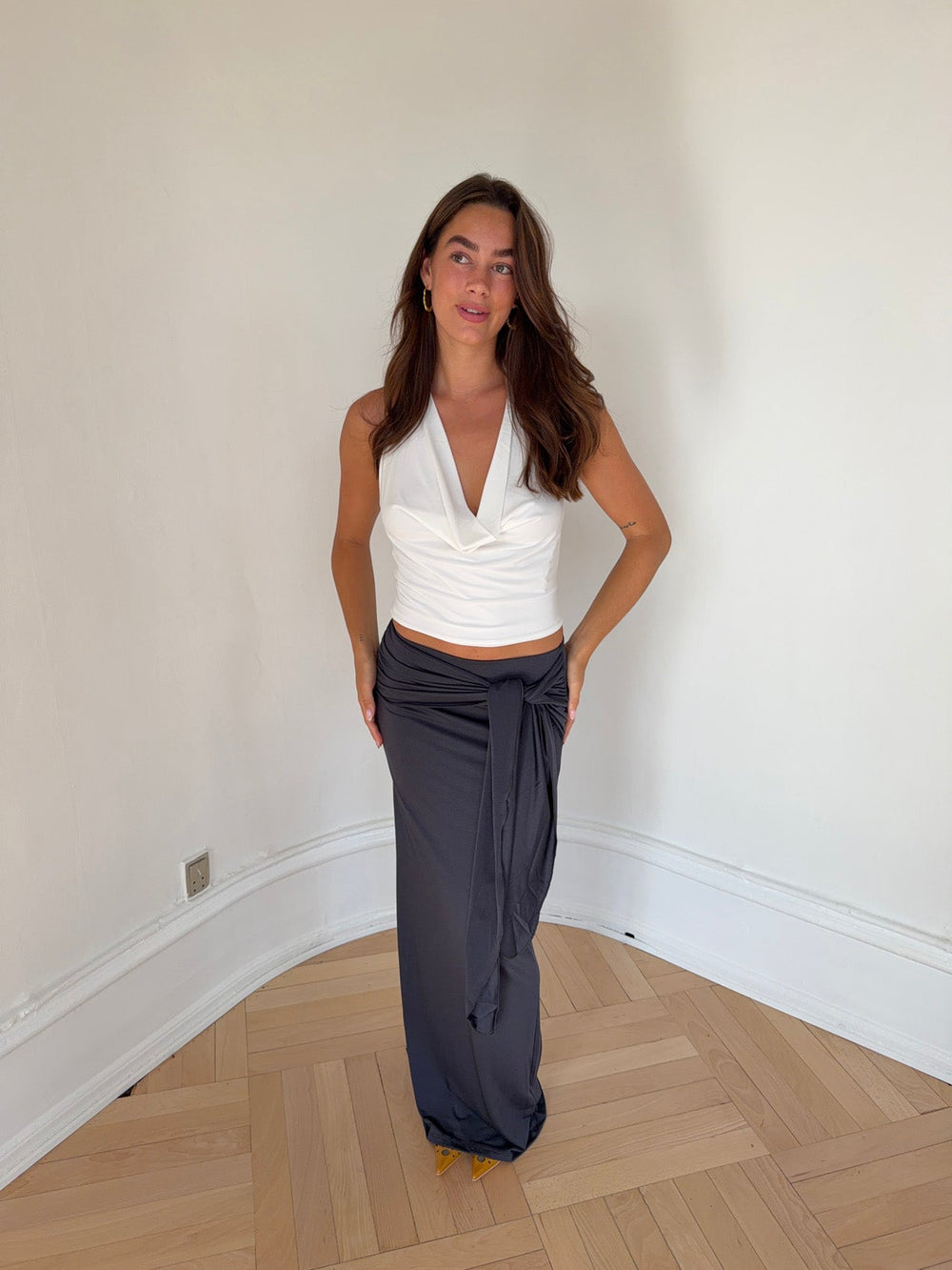 Stella maxi skirt with ties - Dark grey
