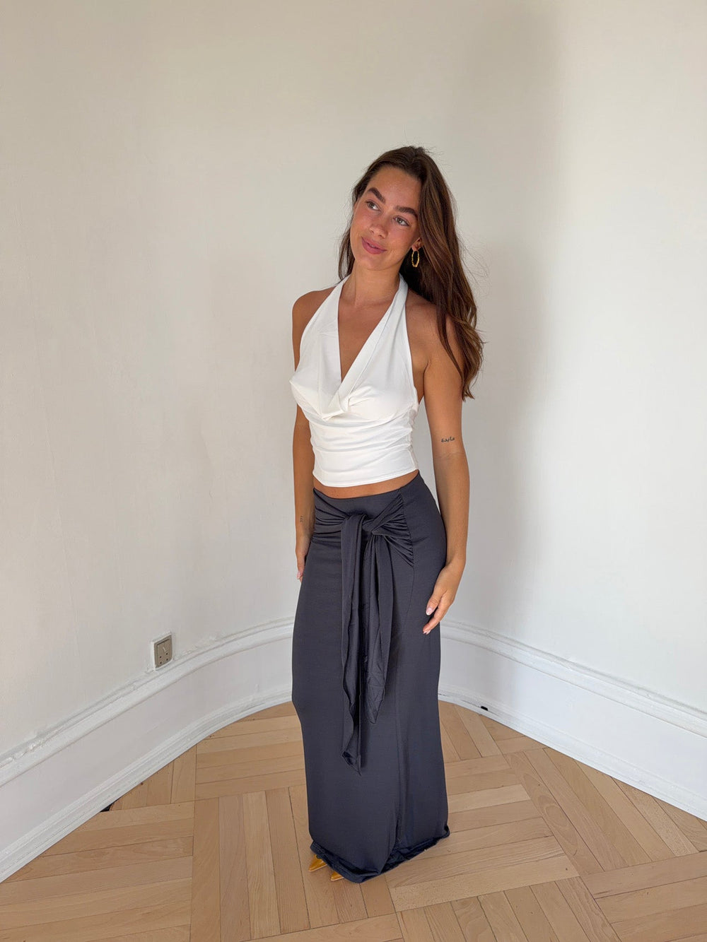 Stella maxi skirt with ties - Dark grey