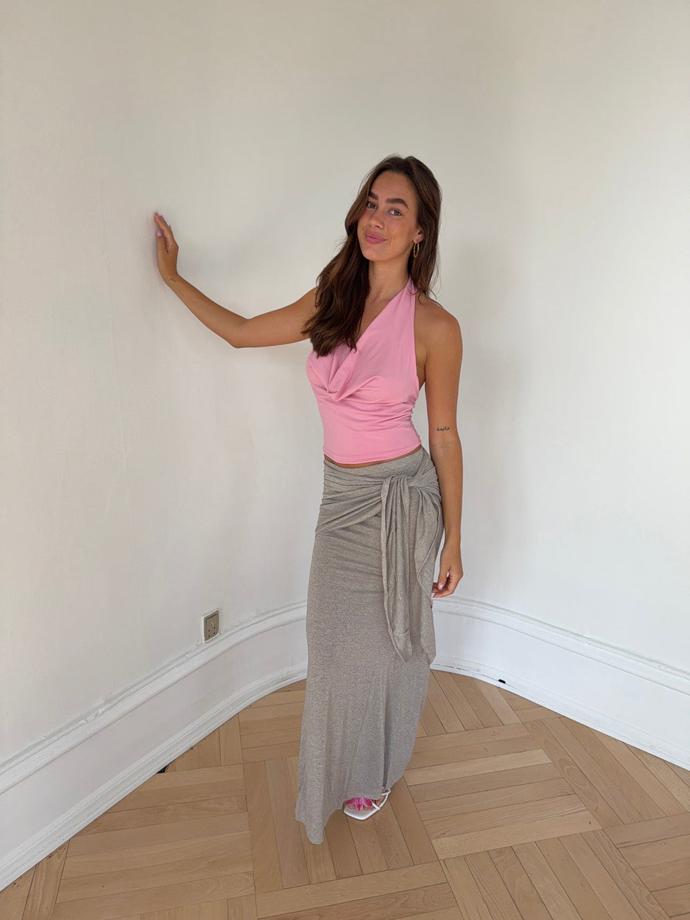 Eanie maxi skirt with glitter - Silver