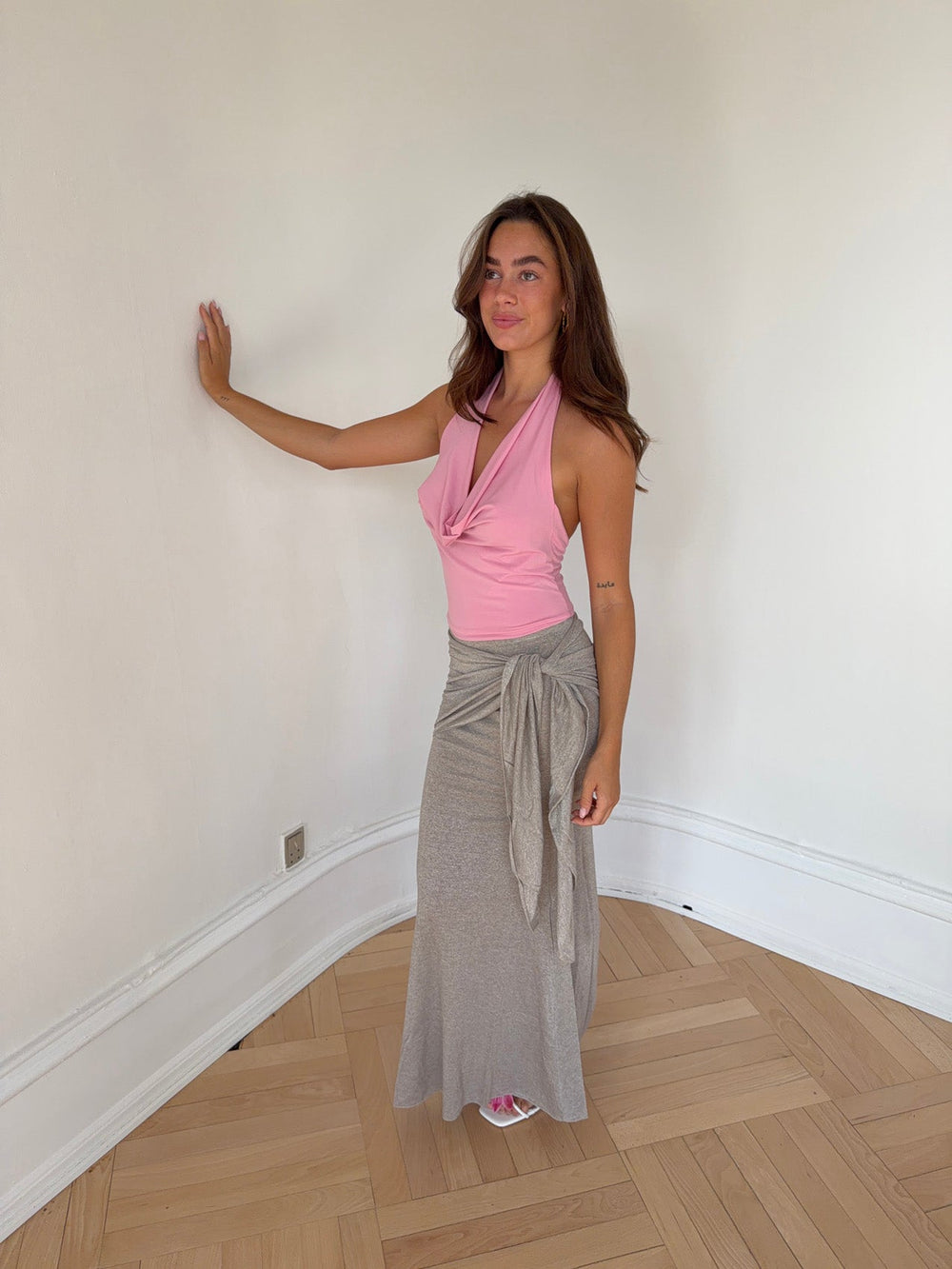 Eanie maxi skirt with glitter - Silver