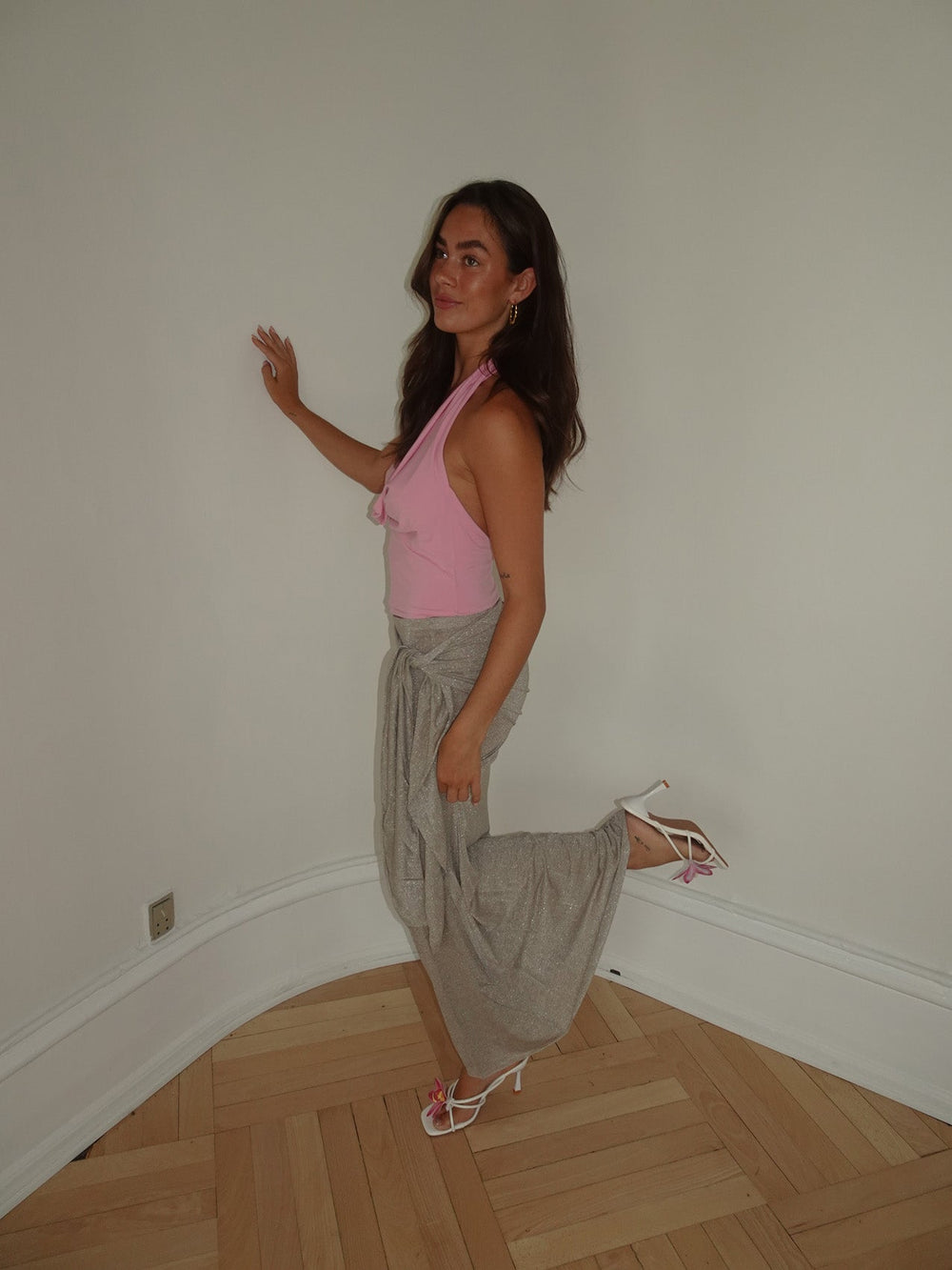 Eanie maxi skirt with glitter - Silver