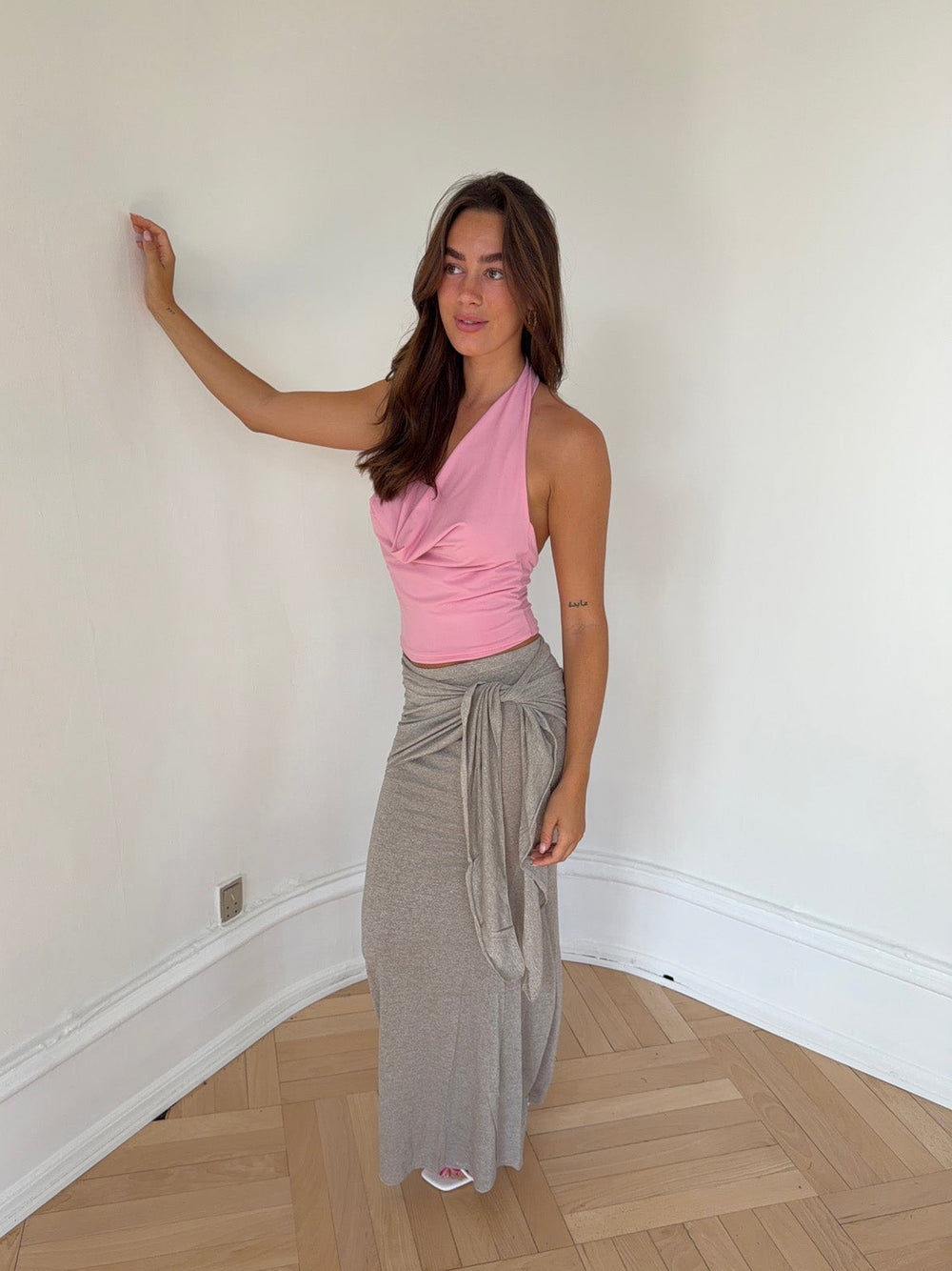 Eanie maxi skirt with glitter - Silver