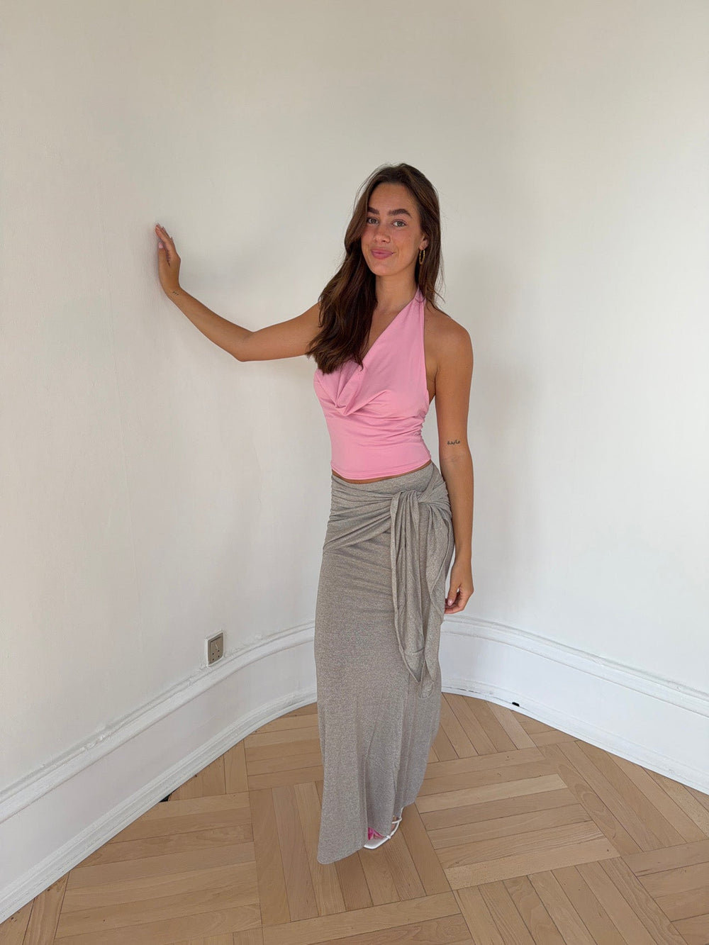 Eanie maxi skirt with glitter - Silver