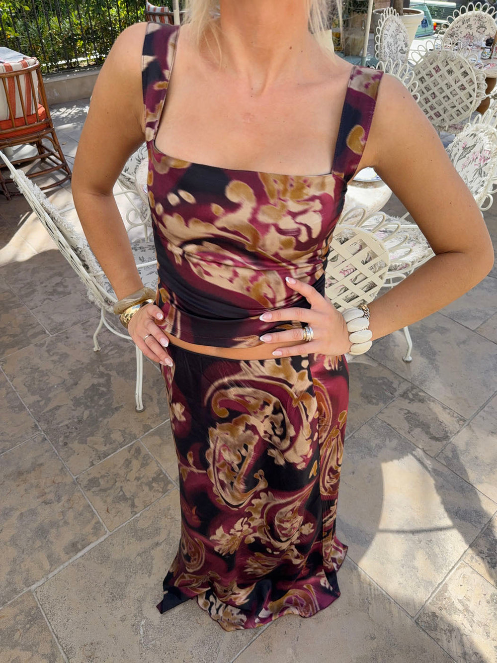 Latilde skirt with print – Black/Beige/Purple