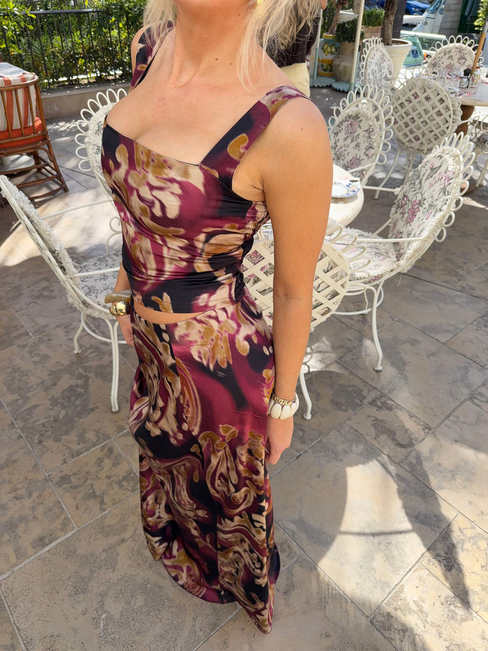 Latilde skirt with print – Black/Beige/Purple