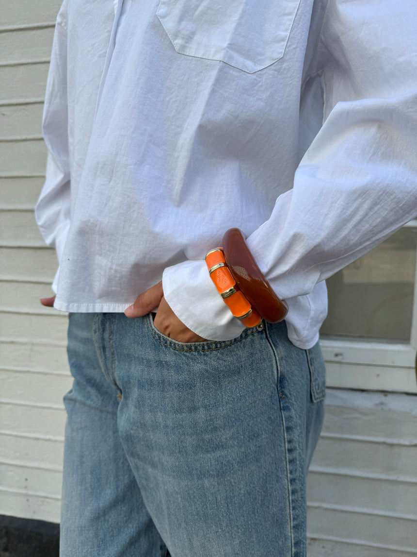 Ebony bracelet with stripes – Orange/gold