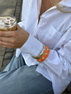 Ebony bracelet with stripes – Orange/gold