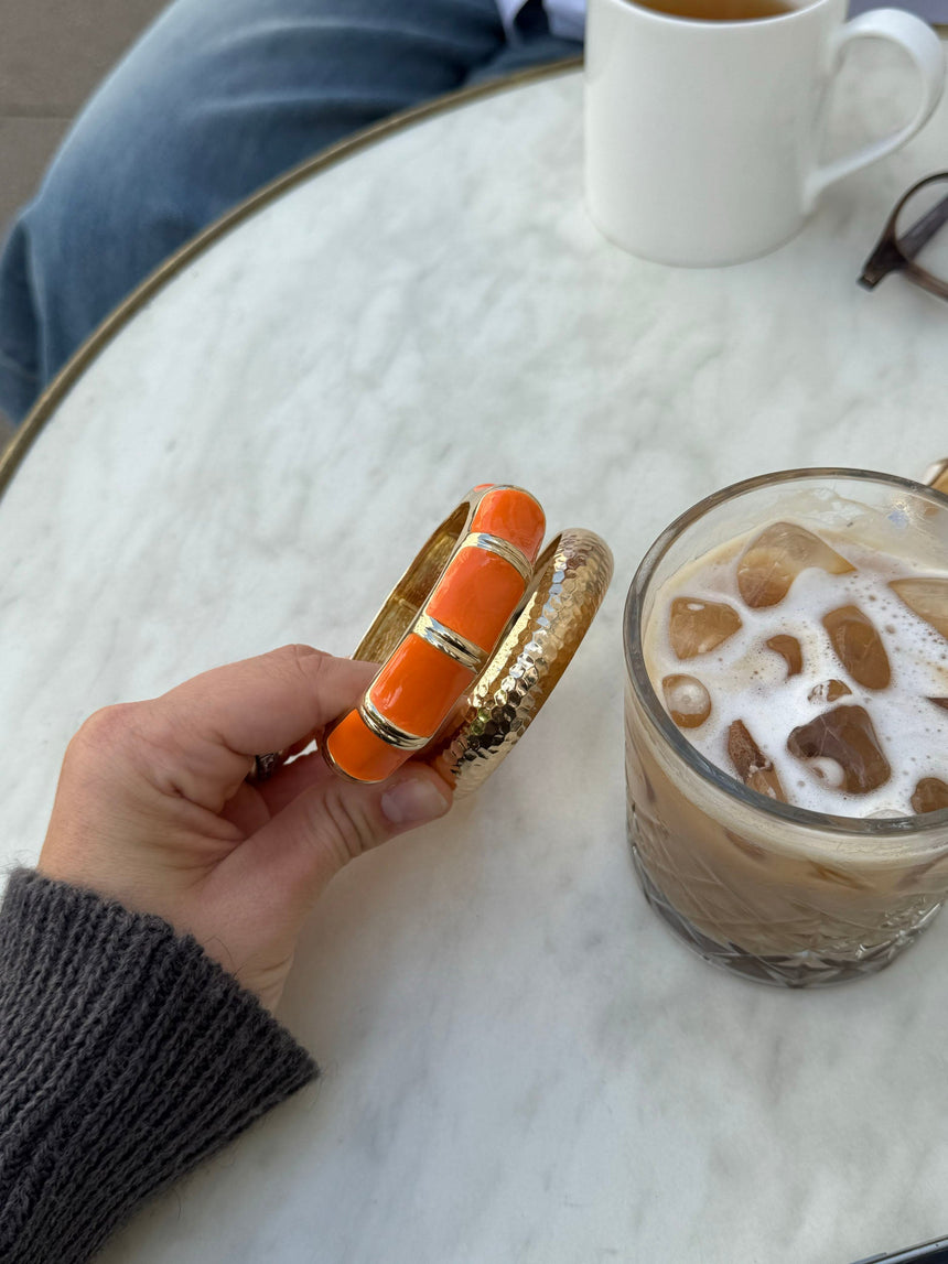 Ebony bracelet with stripes – Orange/gold