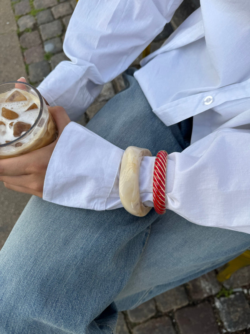 Eivora bracelet with stripes – Red/gold