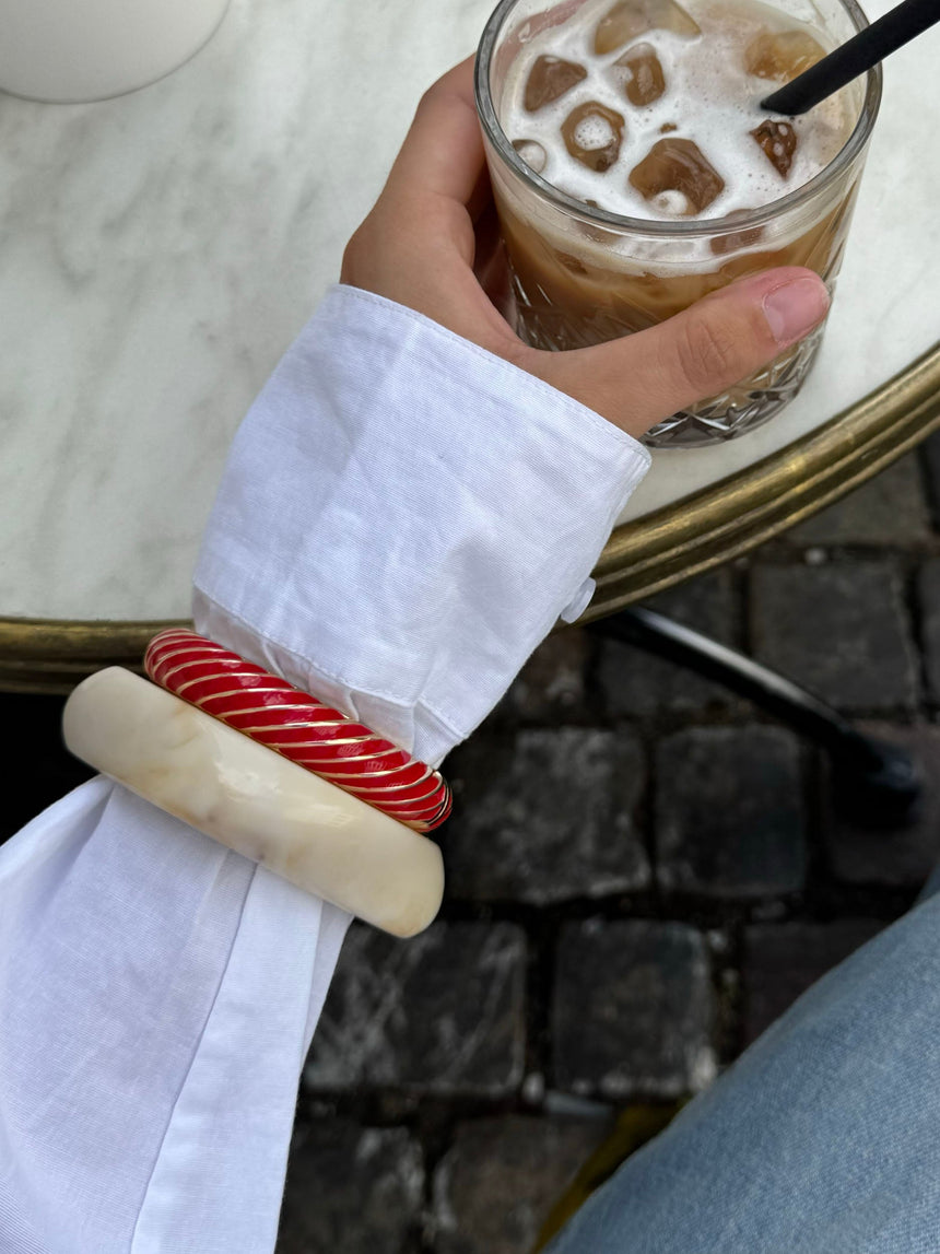 Eivora bracelet with stripes – Red/gold