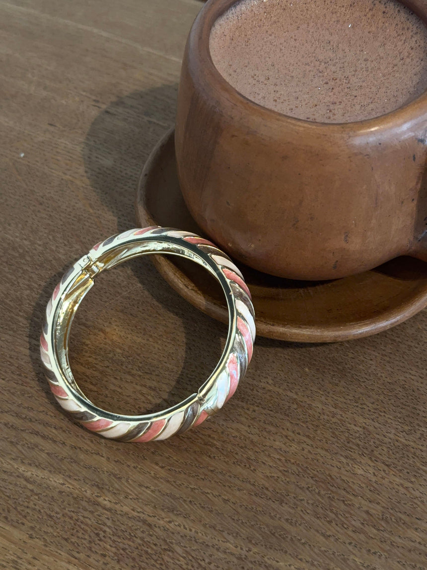 Eivora bracelet with stripes – Pink/brown/gold