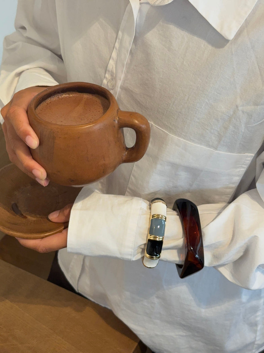 Ebony bracelet with stripes – Black/blue/grey/white/gold