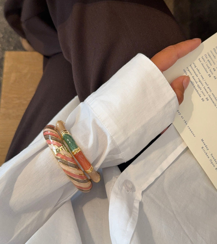 Sola bracelet with stripes – Green/pink/rose/gold