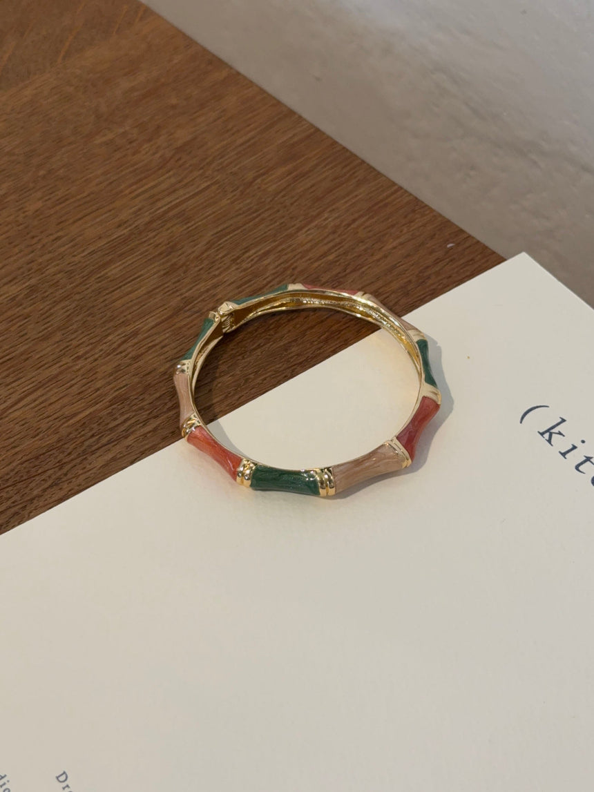 Sola bracelet with stripes – Green/pink/rose/gold