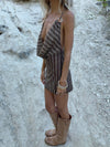 Sabi mesh dress with stripes - Brown/beige