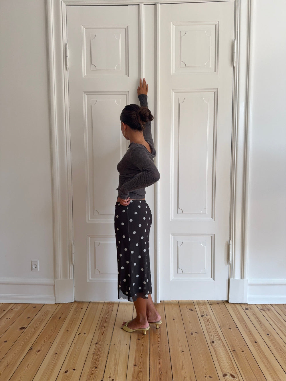 Nielsine mesh skirt with polka dots – Brown/white