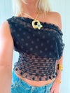 Scandivv mesh top with polka dots - Black