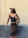 Nielsine mesh skirt with polka dots – Brown/white