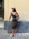 Nielsine mesh skirt with polka dots – Brown/white