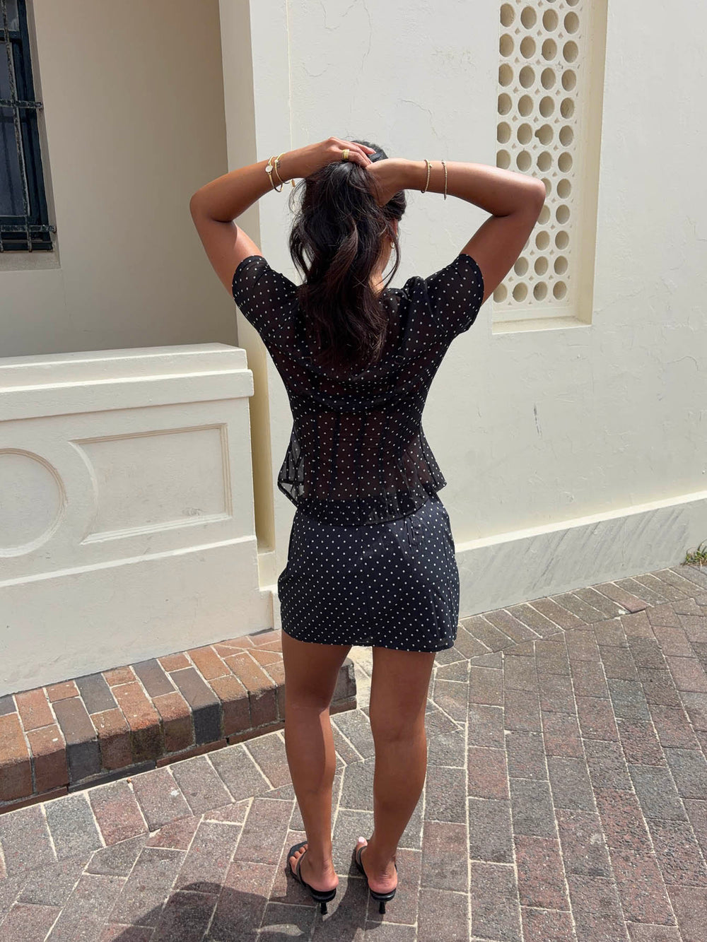 Sullivan mini skirt with polka dots - Black/white
