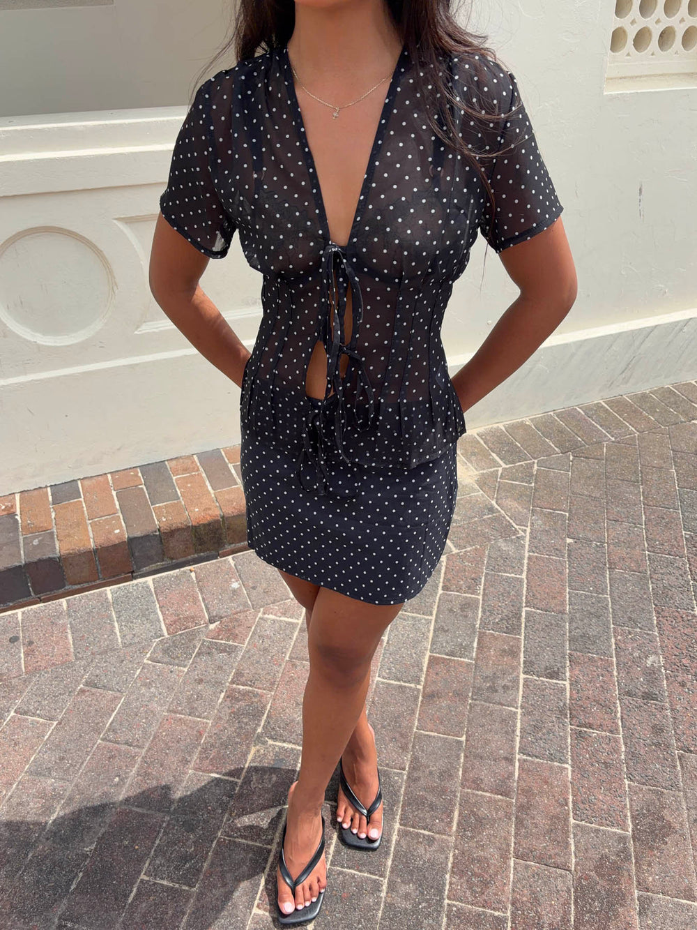 Sullivan mini skirt with polka dots - Black/white