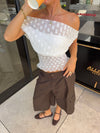 Scandivv mesh top with polka dots – White