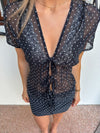 Silivia mesh t-shirt with polka dots – Black/white