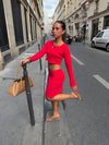 Shay midi skirt in pointelle - Red