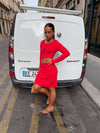 Shay midi skirt in pointelle - Red