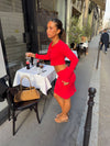 Shay midi skirt in pointelle - Red